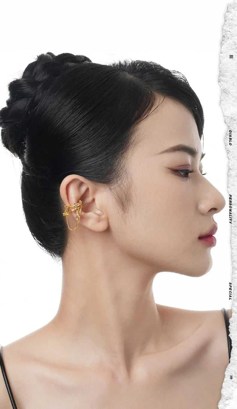 F.I.N.S 1PC Trend S925 Sterling Silver Clip Earrings without Ear Hole Layered Bead Ball Square Zircon Chain Pendants Earcuff The jack market .AU The jack market .AU Jewellery & Chains $ 108 200001034:5740#1PC Gold E5224
