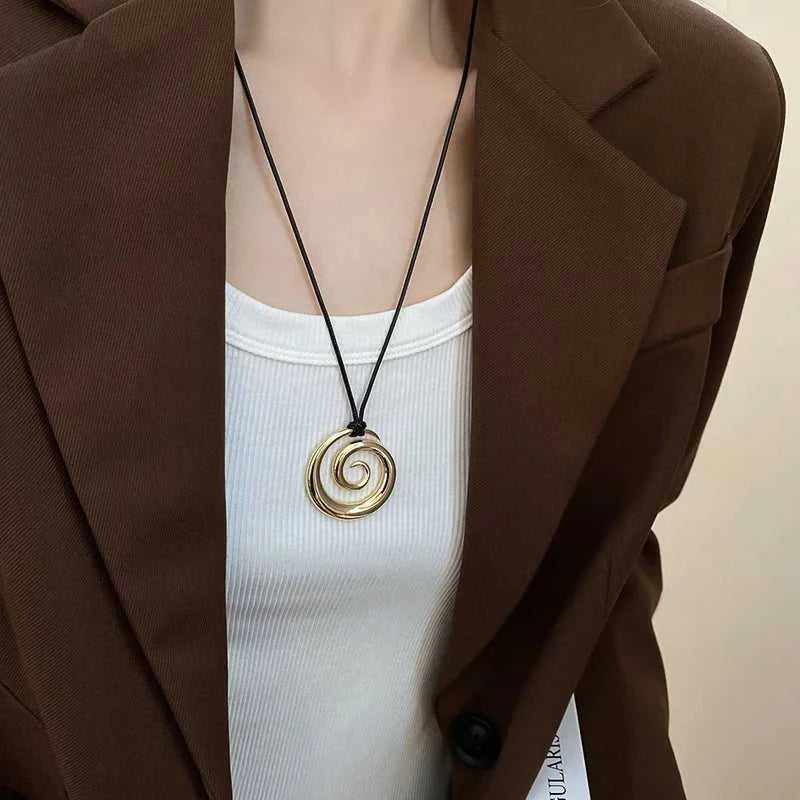 Fashion Spiral Heart-Shaped Pendant Necklace for Women Adjustable Long Black Wax Rope Clavicle Chain Charm Couple Birthday Gift The jack market .AU The jack market .AU Jewellery & Chains $ 48 200001033:200003757#5
