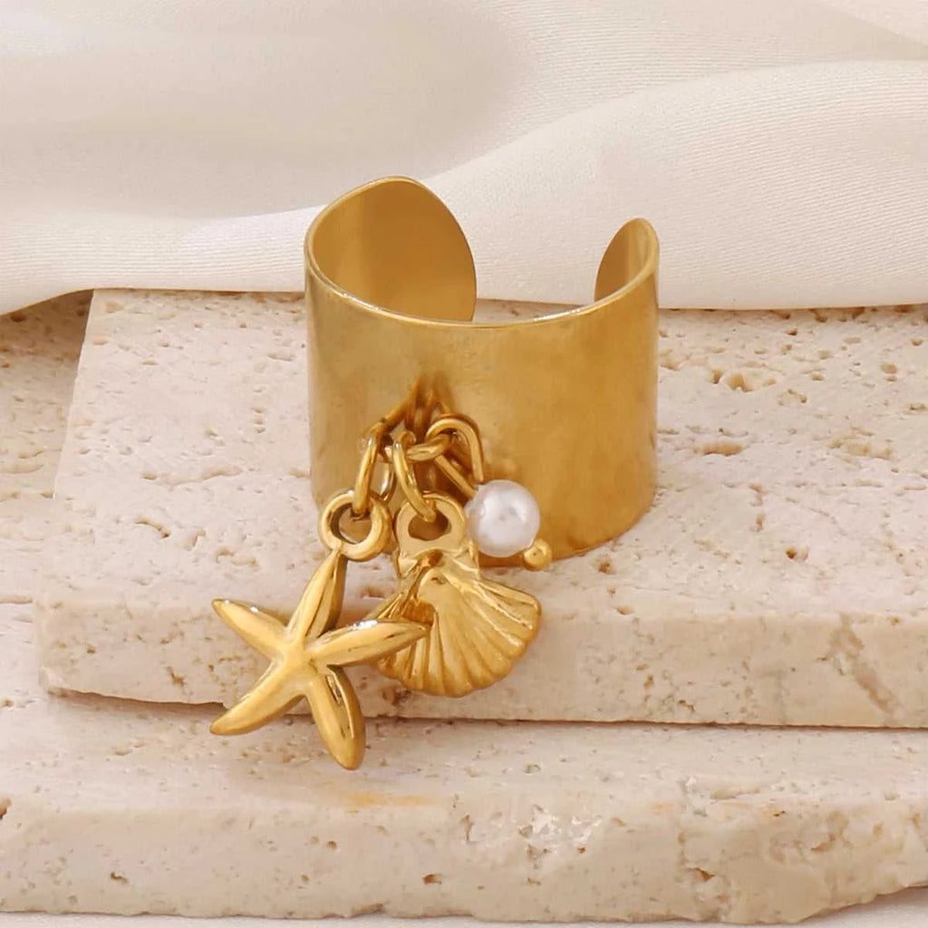 316L Summer Beach Ocean Shell Starfish Rings For Women Stainless Steel FishTail Seahorse Conch Open Ring Girl Party Jewelry Gift The jack market .AU The jack market .AU Jewellery & Chains $ 48 200000783:10#B7214