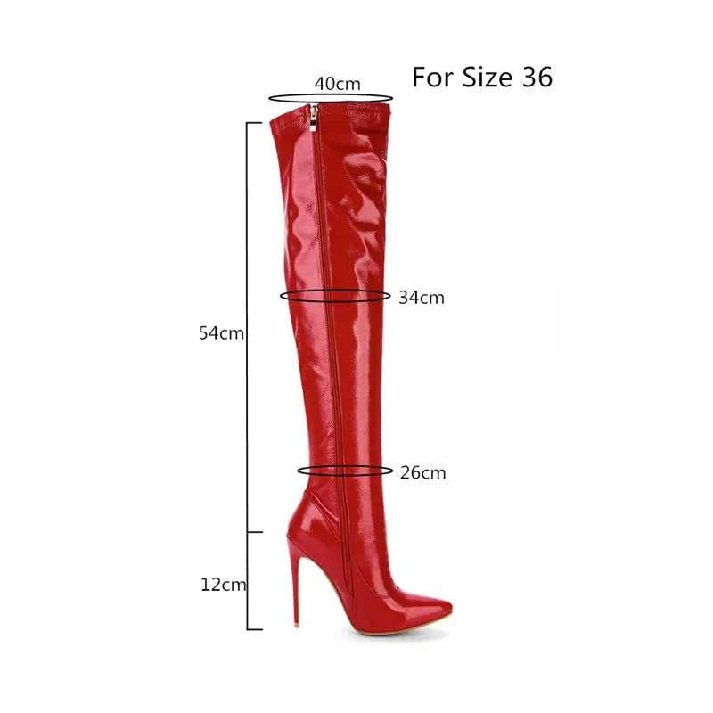 Elastic Thigh High Boots Women Red Thin Heels Over-the-knee Boot Sexy Zipper Nightclub Dance Ladies Long Latex Shoes Big Size 45 The jack market .AU The jack market .AU Step Up Your Style: Trendy Shoes for Every Occasion! $ 122 14:10#red;200000124:200000900