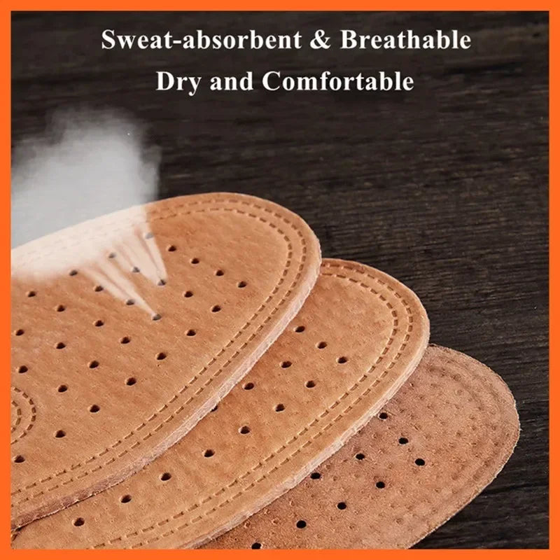 1 Pair Cowhide Insoles for Shoes Men Comfortable Deodorant Casual Leather Insoles Feet Quality Genuine Leather Flats Shoe Sole