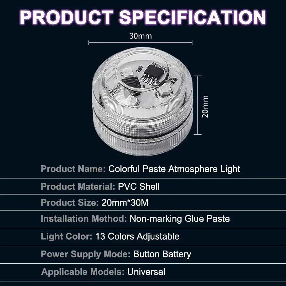 1/10PCS Wireless Adhesive LED Car Interior Ambient Light Remote Control Decor Auto Roof Foot Atmosphere Lamp Bicycle Tail Light