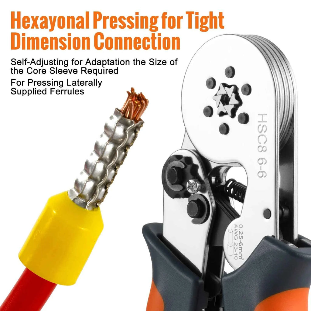 Wire Stripper Ferrule Crimping Tool HSC8 6-4/6-6 Electrical Crimper Plier For Wire End Crimp Tube Terminals Electrical Circuit