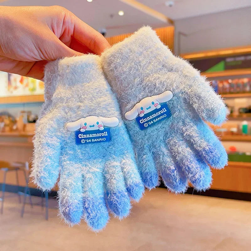 Sanrio Gloves Kawaii My Melody Kuromi Cold-Proof Winter Finger Gloves  Warm Children Toddler Christmas Gifts