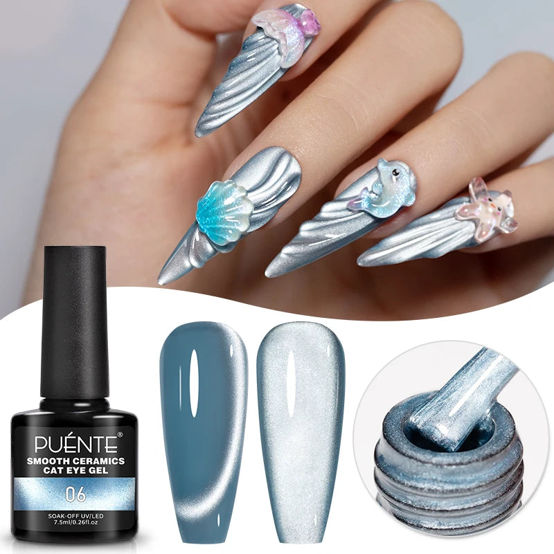 PUENTE Cat Eye Magnetic Gel Nail Polish - Vibrant Starry Galaxy Effect, Soak Off UV, 7.5ML
