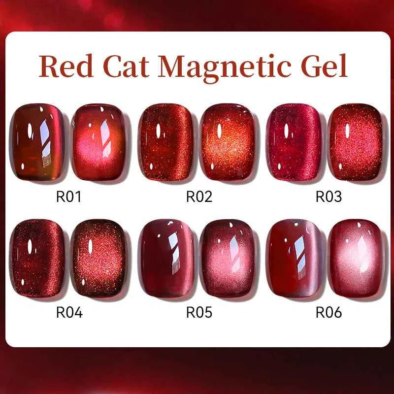 UR SUGAR 15ml  Autumn Winter Red Cat Magnetic Gel Nail Polish White Dopamine Nail Sparkling Glitter Soak Off UV LED for Manicure