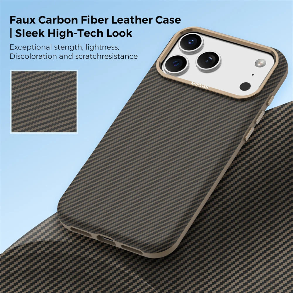 Luxury Built-in Magnet Magnetic Carbon Fiber Phone Case For iPhone 17 16 15 14 13 12 Pro Max Plus Solid Color Matte Back Cover