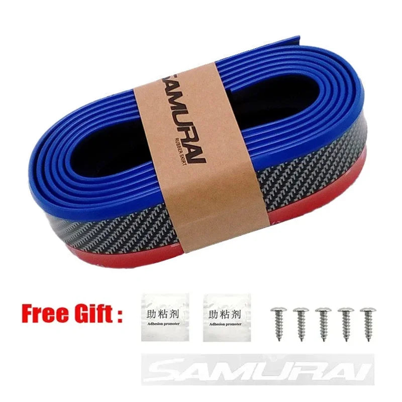 2.5M Car Front Bumper Lip Protector Carbon Fiber Rubber Splitter Chin Spoiler Side Skirt Rubber Anti Scratch Protector Body Kit