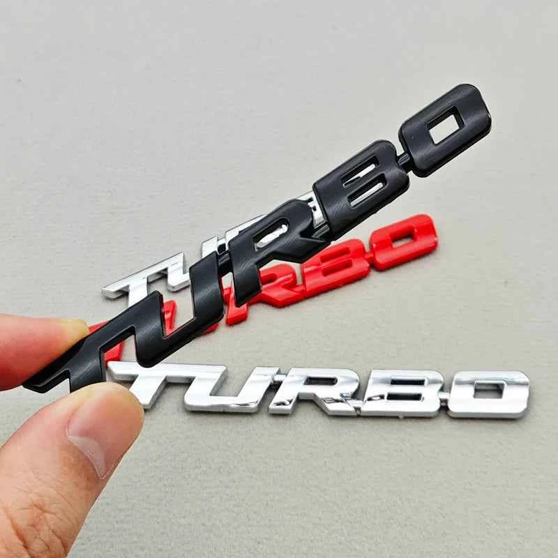 3D ABS Chrome Black Car Sticker Logo TURBO Fender Side Badge Rear Trunk Emblem Decals For Car Sport TURBO Universal Accessories
