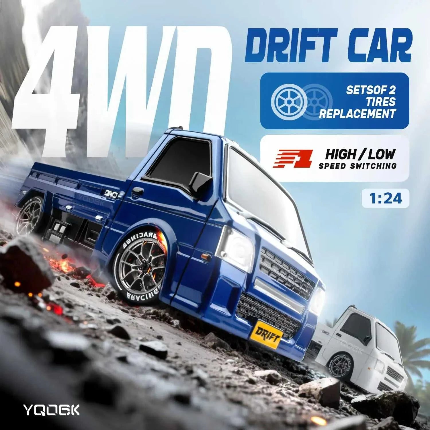 1/24 Remote Control Drift Car, 2.4GHz 20km/h Four-Wheel Drive High-Speed Remote Control Truck, Drift Tires & Dual Battery Racing The jack market .AU The jack market .AU Little Wonders $ 83 14:173