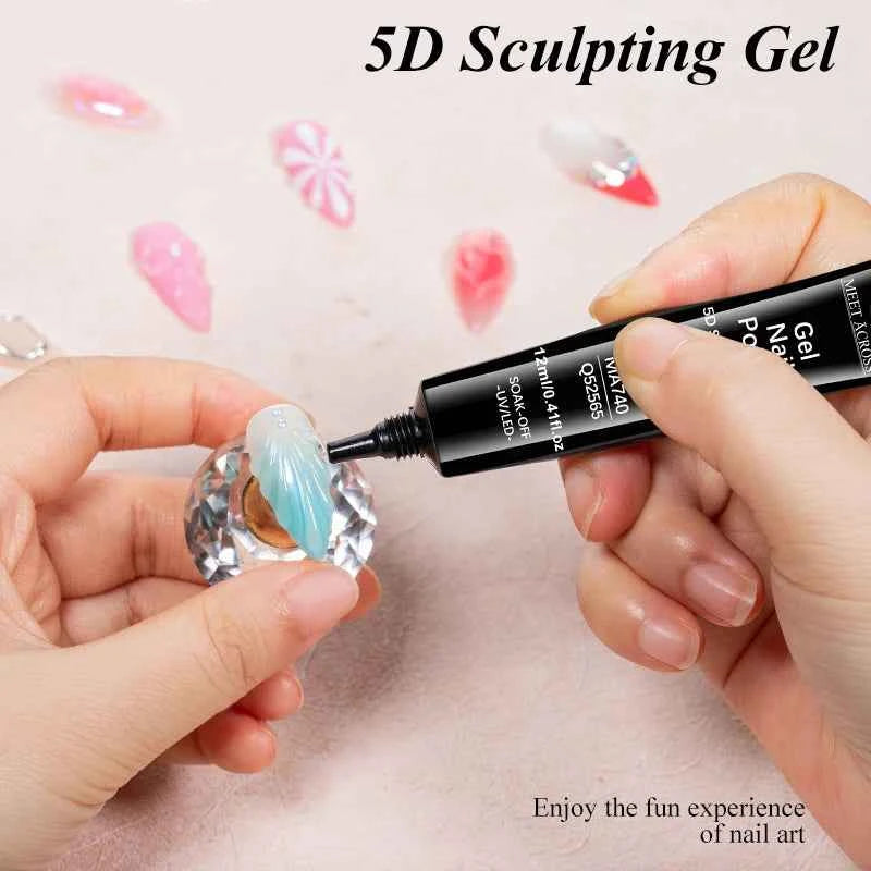 1/2/3pcs 12ml 5D Sculpting Gel Polish Nail Art Modeling Gel Waterproof Sculpting gel Nail Art 3D Design Gel for Carvings & Shape