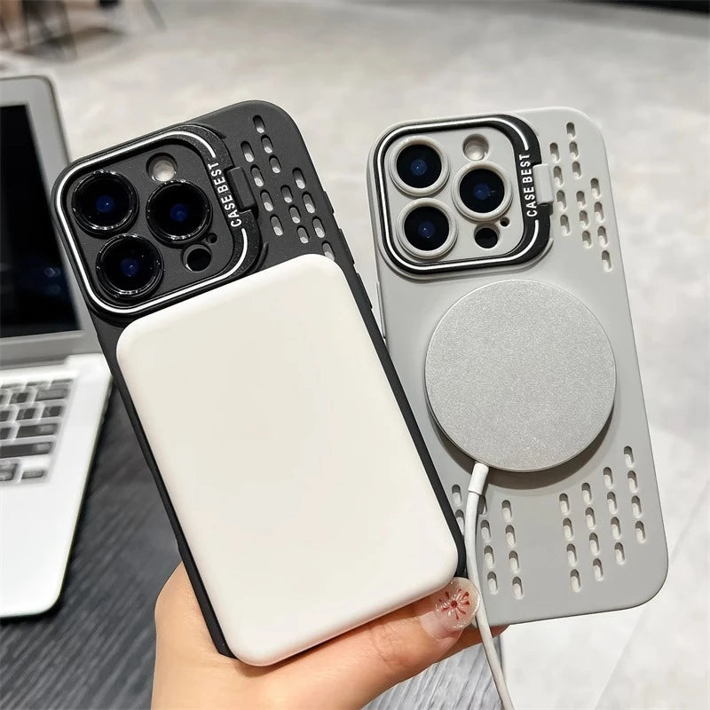 MagSafe Heat-Dissipating Case for iPhone 11-16 Pro Max Plus - Magnetic Bracket Bumper Back Cover