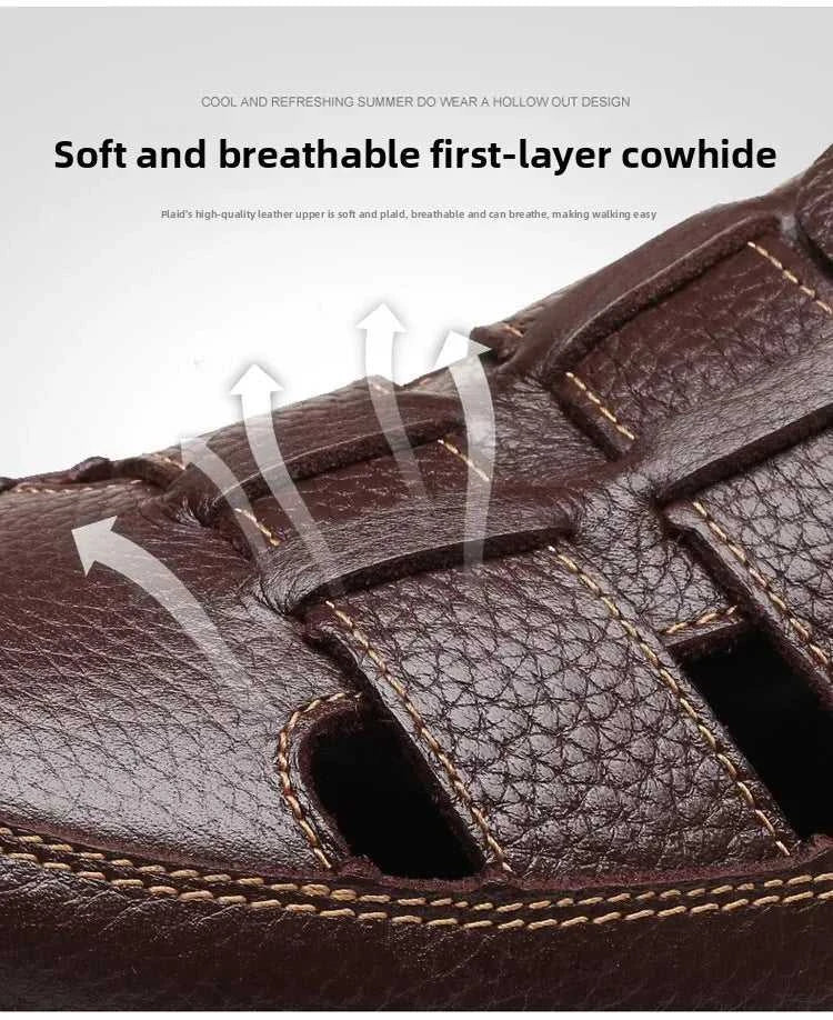Men's Genuine Leather Sandals Breathable Summer Casual Shoes Soft Bottom Anti-Slip Hollow out Design Comfortable Dad Shoes The jack market .AU The jack market .AU Step Up Your Style: Trendy Shoes for Every Occasion! $ 74 14:193;200000124:200000364