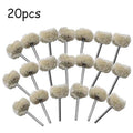 Wool Buffing Wheel Set – 10/20/30pcs 3mm Shank for Smooth Polishing on Stone, Metal & Nonmetal Surfaces