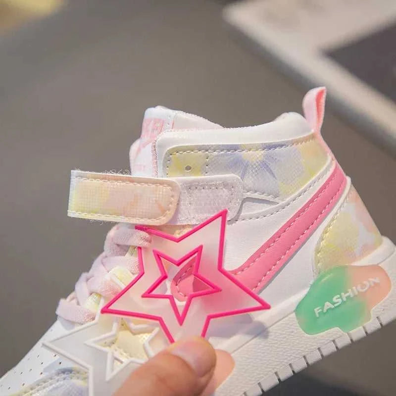 Girls Sneakers with Stars Color Matching Non-slip Fashion Children Princess High-top Sport Shoes Kids Casual Running Shoes The jack market .AU The jack market .AU Mum & Kids: Essential Products for Every Family $ 48 14:1052#pink;200000124:200000334