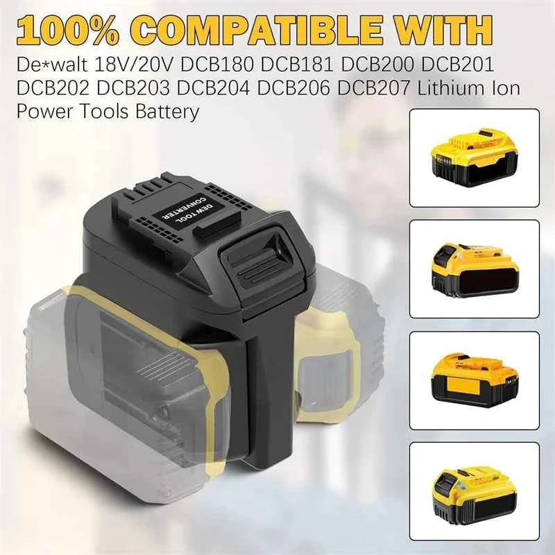 Portable Dual Battery 2-in-1 Battery Adapter Converter for Dewalt 18V 20V Li-ion Batteries for Dewalt 20V Cordless Power Tools