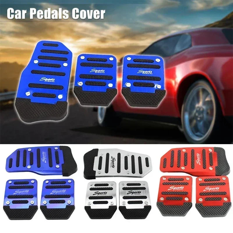 Car Pedal Cover Kit Pedali Red/Blue/Silver Auto Parts New 3Pcs/set Universal Anti Slip Aluminum Manual Transmission
