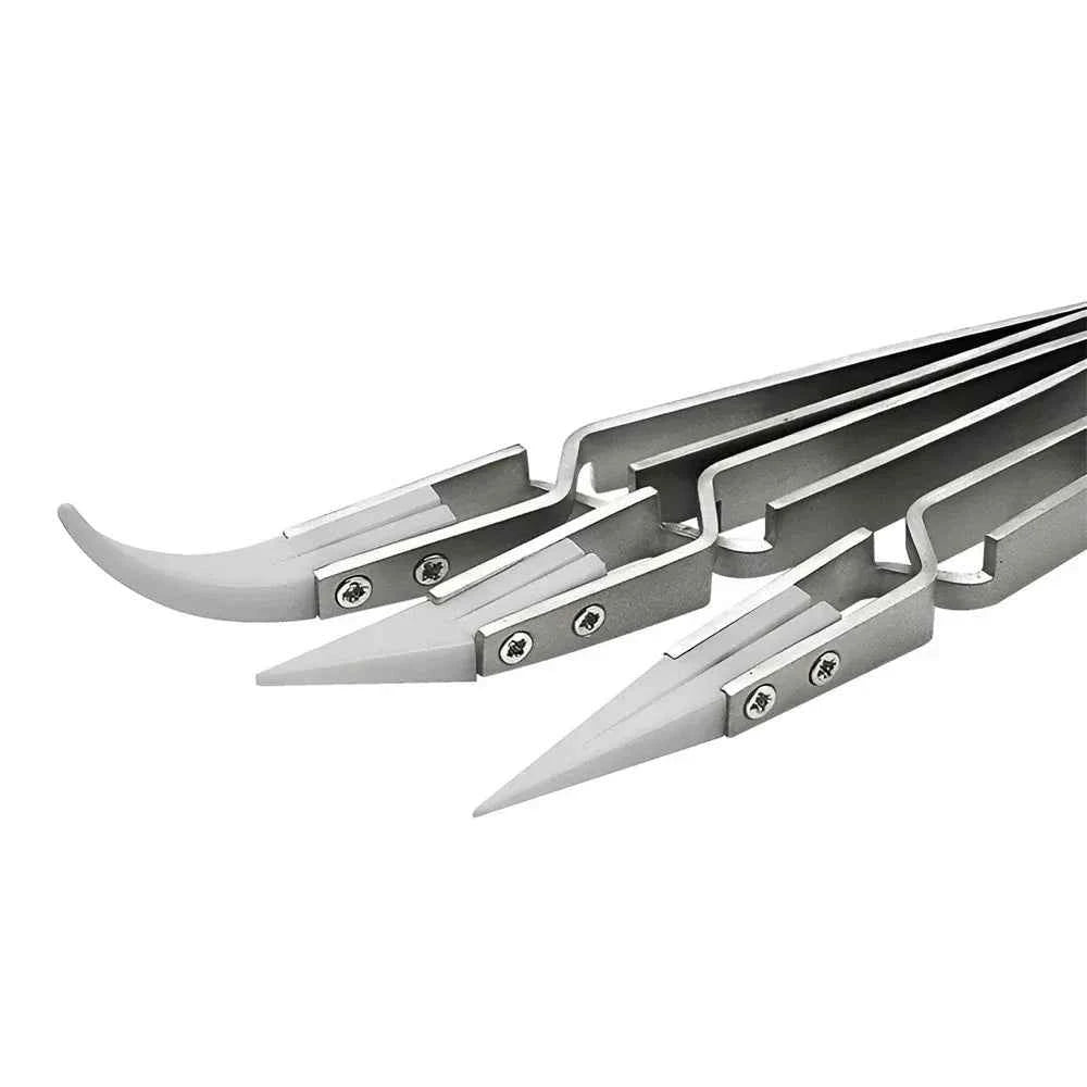 Ceramic Precision Tweezers - Anti-Static, Acid Resistant, Stainless Steel for Electronics Repair