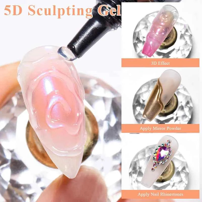 1/2/3pcs 12ml 5D Sculpting Gel Polish Nail Art Modeling Gel Waterproof Sculpting gel Nail Art 3D Design Gel for Carvings & Shape