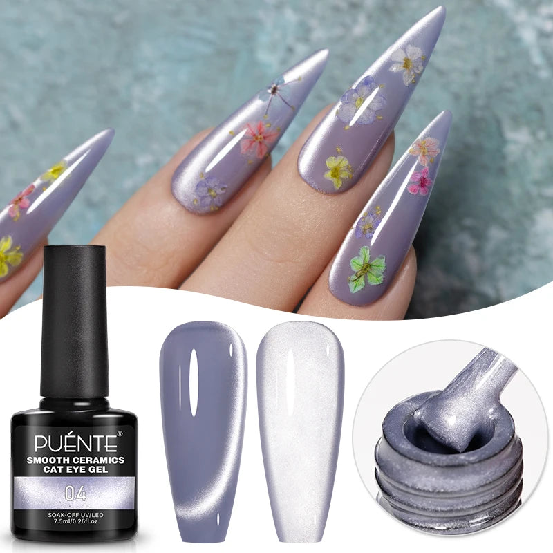 PUENTE Cat Eye Magnetic Gel Nail Polish - Vibrant Starry Galaxy Effect, Soak Off UV, 7.5ML