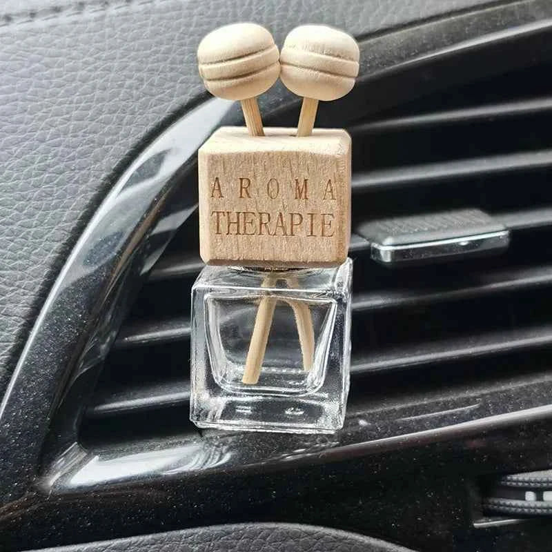 10pcs 10ml Empty Glass Essential Oil Diffuser Bottle with Lid for Car Air Freshener Vent Clip Portable Perfume Fragrance Bottle