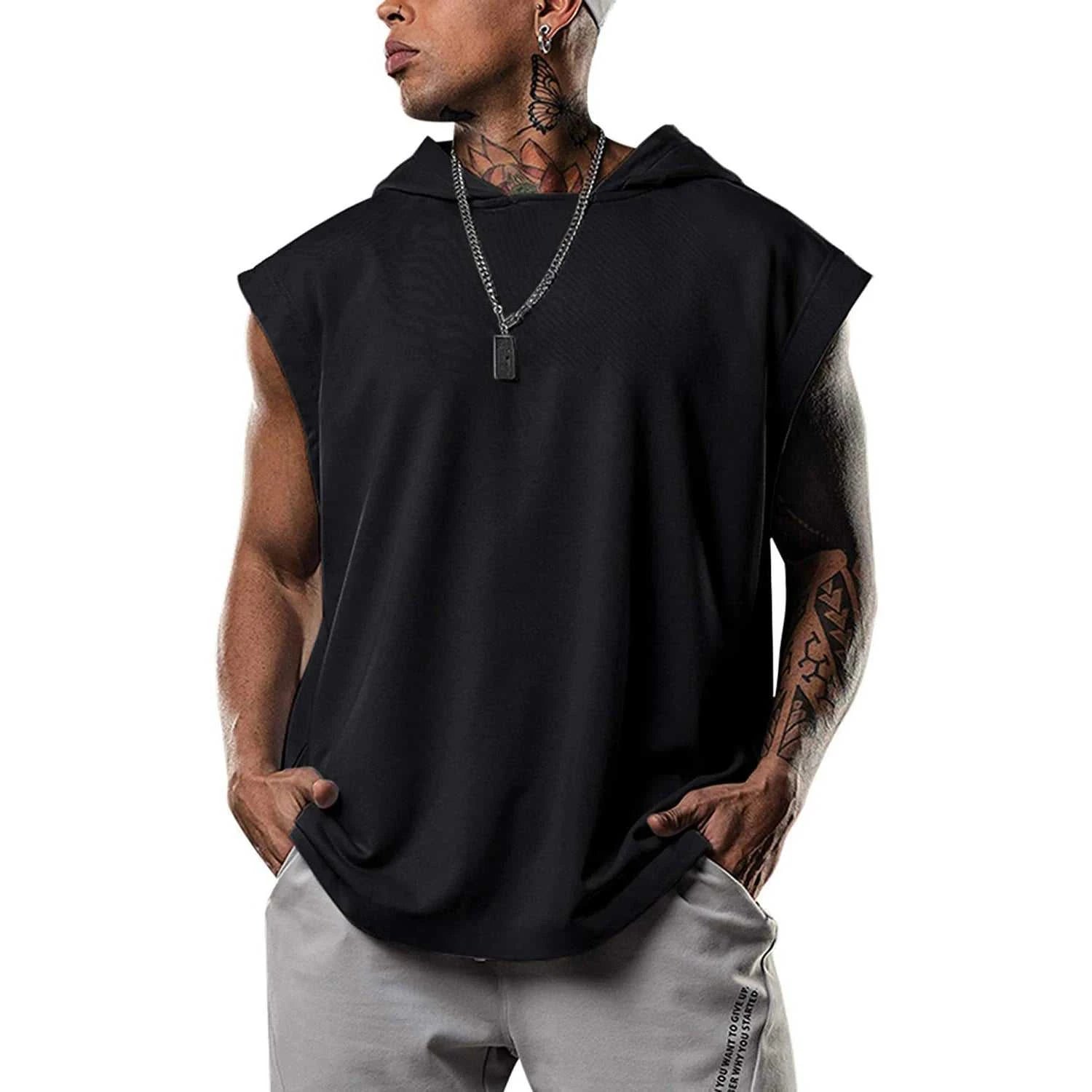 2026 Men Tank Top Fitness Training Pullover Leisure Fashion Sleeve Men's Hooded Vest Solid Color Tank Tops For Male The jack market .AU The jack market .AU Men Fashion $ 31 14:193;5:4183