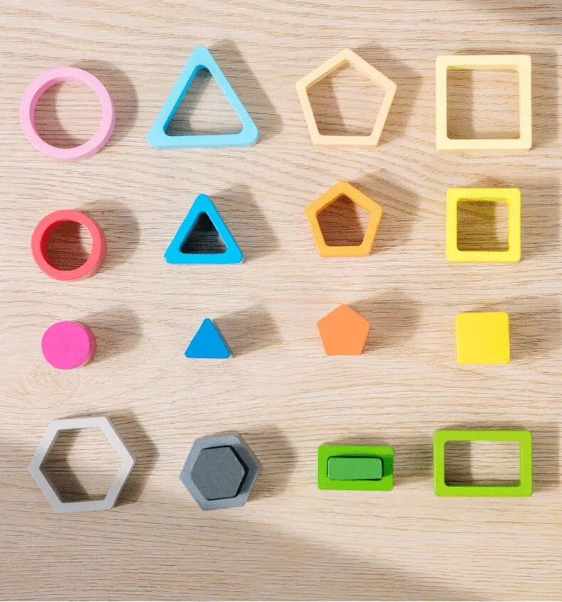 Montessori  Wooden Color Shape Cognitive Classification Matching Puzzle Children's Magnetic Fishing Learning Educational Toys