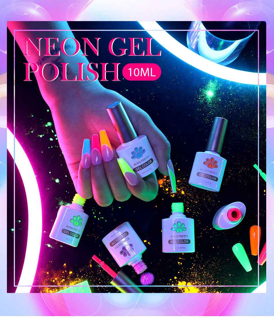 BORN PRETTY Neon Red Gel Nail Polish Yellow Green Summer Color Semi Permanent Varnish 10ml Soak Off UV LED Nail Art Manicure