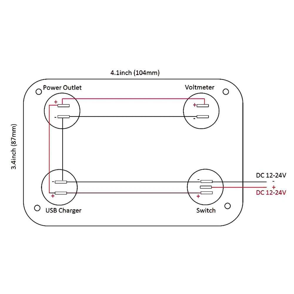 12V 24V 6 Buttons Car Switch Panel 15A Fuse Marine Circuit Breaker Voltmeter Tester Light Toggle USB Chargers 3.0 Auto Splitter