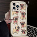 Cute Glasses Pug Dog Case For iPhone 16E 16 15 14 13 12 11 Pro Max X XS X S Max XR SE 2020 7 8 Plus Shockproof Silicone Funda