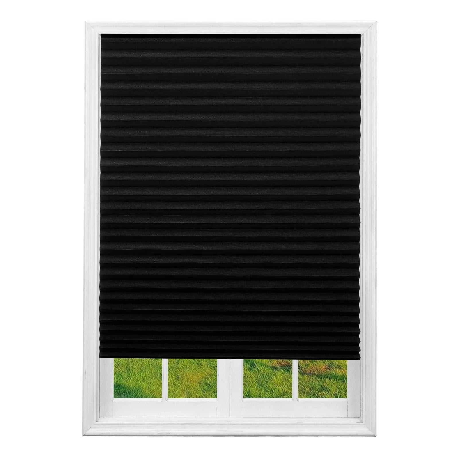 Blind for Window Self Adhesive Pleated Blinds Cordless No Drill Fabric Shutter Room Darkening Shades Blackout Shutters The jack market .AU The jack market .AU Home $ 53 14:496#Black Full blackout