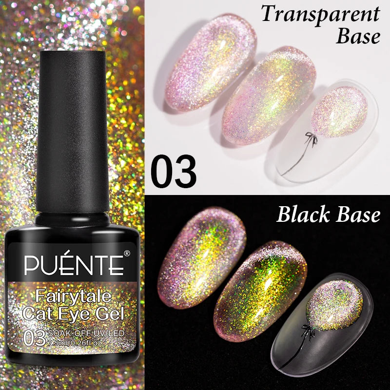 PUENTE Cat Eye Magnetic Gel Nail Polish - Vibrant Starry Galaxy Effect, Soak Off UV, 7.5ML