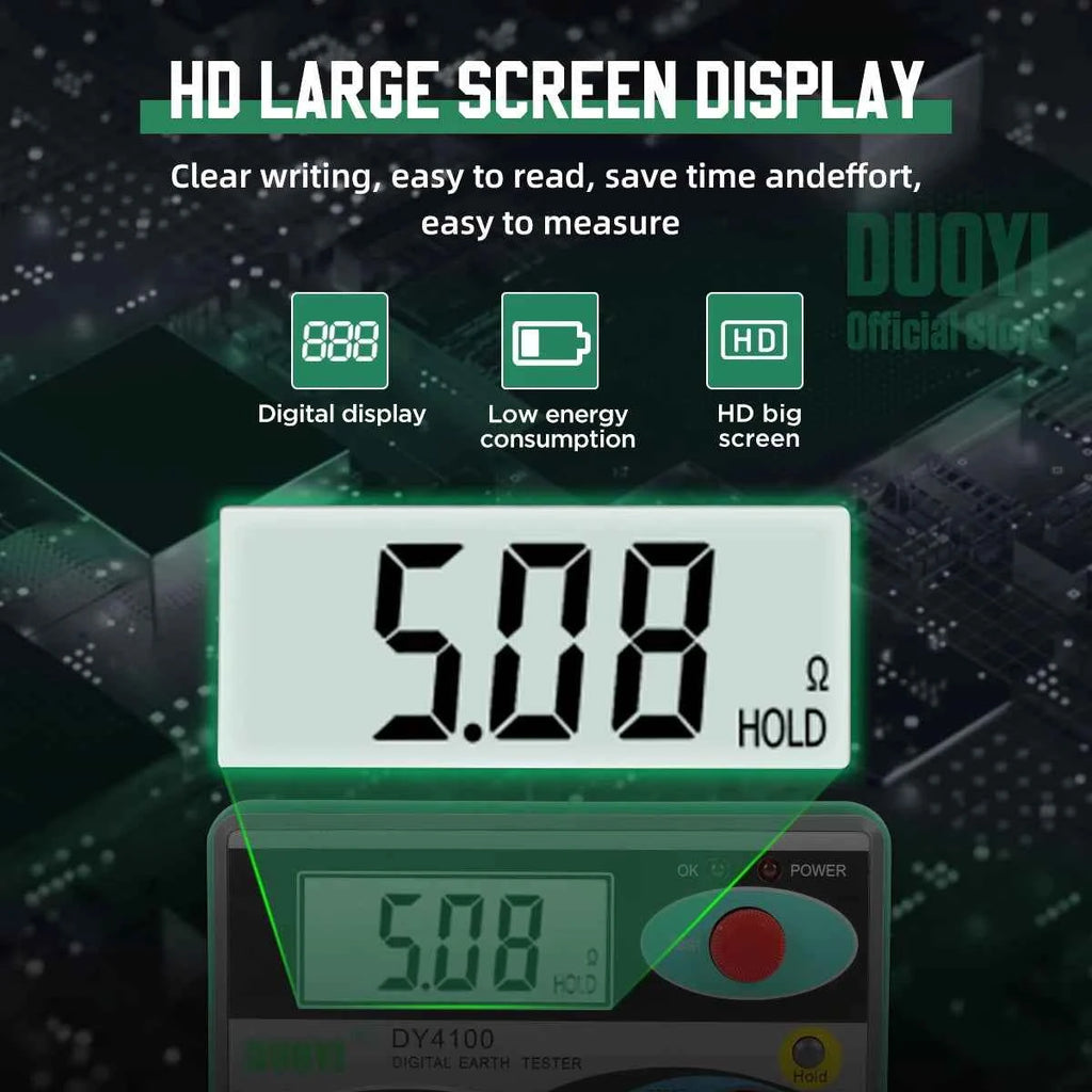 Digital Earth Ground Resistance Tester,0-2000 ohm Meter Earth Resistance Tester,Overload Protection AC Ground Voltage Meter