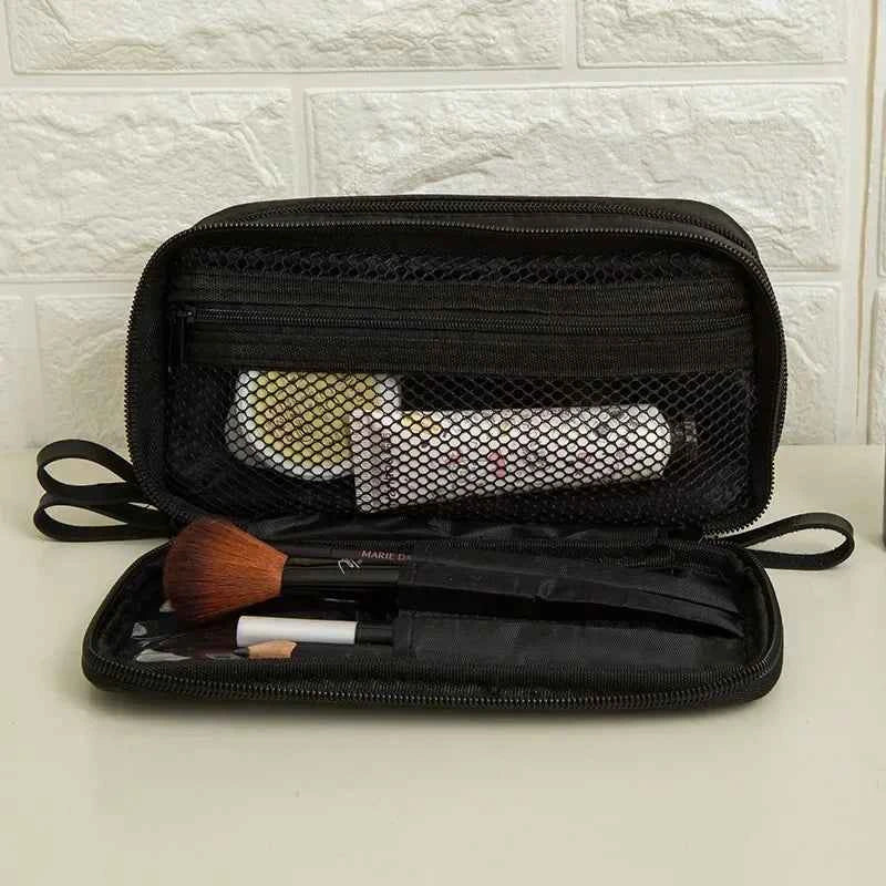 Large Capacity Makeup Brushes Storage Bag Double-Zipper Comestic Tools Organizer Wide-open Vertical Free-Standing Brush Holder