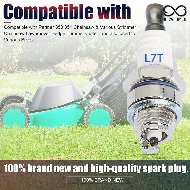 2pcs L7T Spark Plugs for 33-49cc 2-Stroke Engine, Fits Chainsaws, Lawn Mowers, Hedge Trimmers, Brush Cutter, Mini Chopper, Bikes