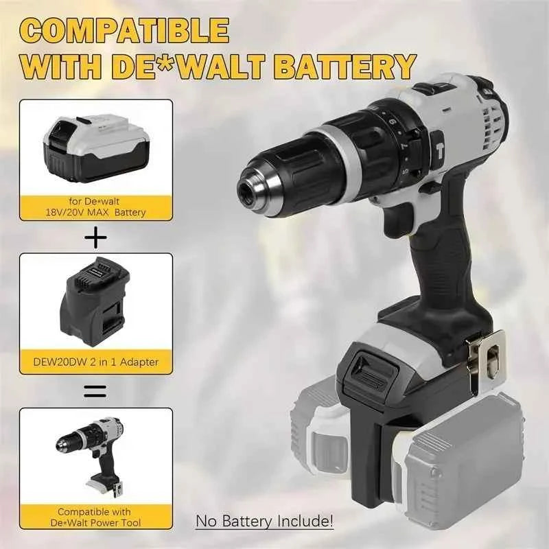 Portable Dual Battery 2-in-1 Battery Adapter Converter for Dewalt 18V 20V Li-ion Batteries for Dewalt 20V Cordless Power Tools