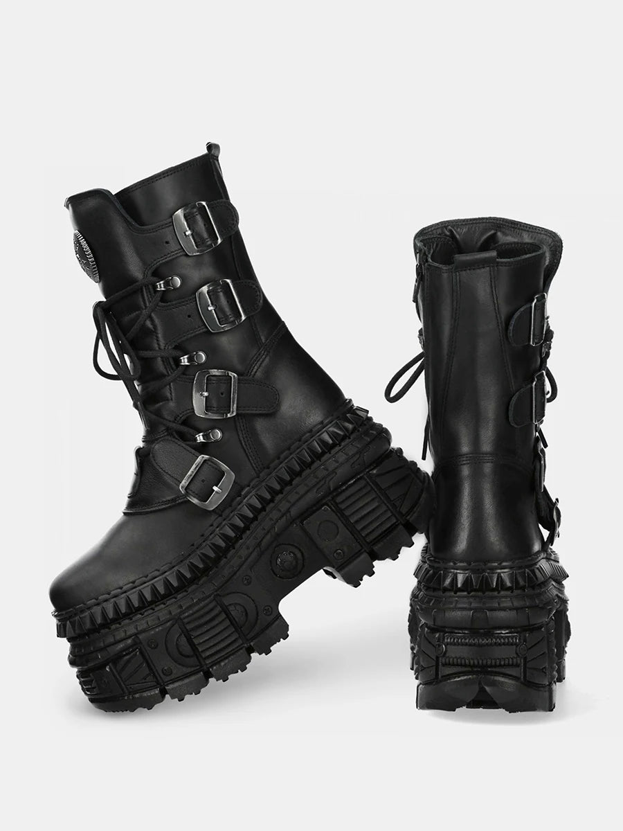 Punk Style Women Boots Lace-up Heel Height Platform Shoes Woman Gothic Ankle Rock Boots Metal Decor Man And Woman Sneakers 2025
