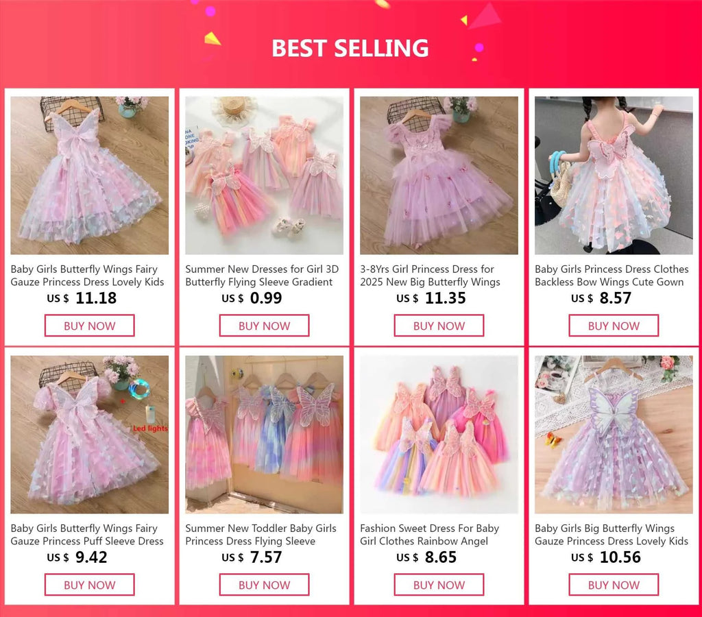 Girls Summer Elegant Dress With Large 3D Butterfly Wings Gauze Princess Dress Bow Kids Sleeveless Birthday Party Evening Dresses The jack market .AU The jack market .AU Mum & Kids: Essential Products for Every Family $ 46 14:496#dress Led lights;200000463:200004192#8T
