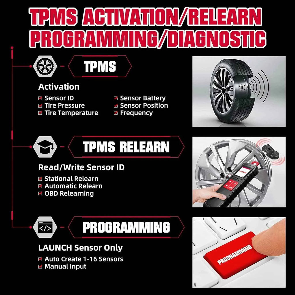LAUNCH X431 i-TPMS Tire Pressure Diagnostic Tool Activate 315MHz/433MHz TPMS Sensor Programming Learning for X431 V VS TSGUN