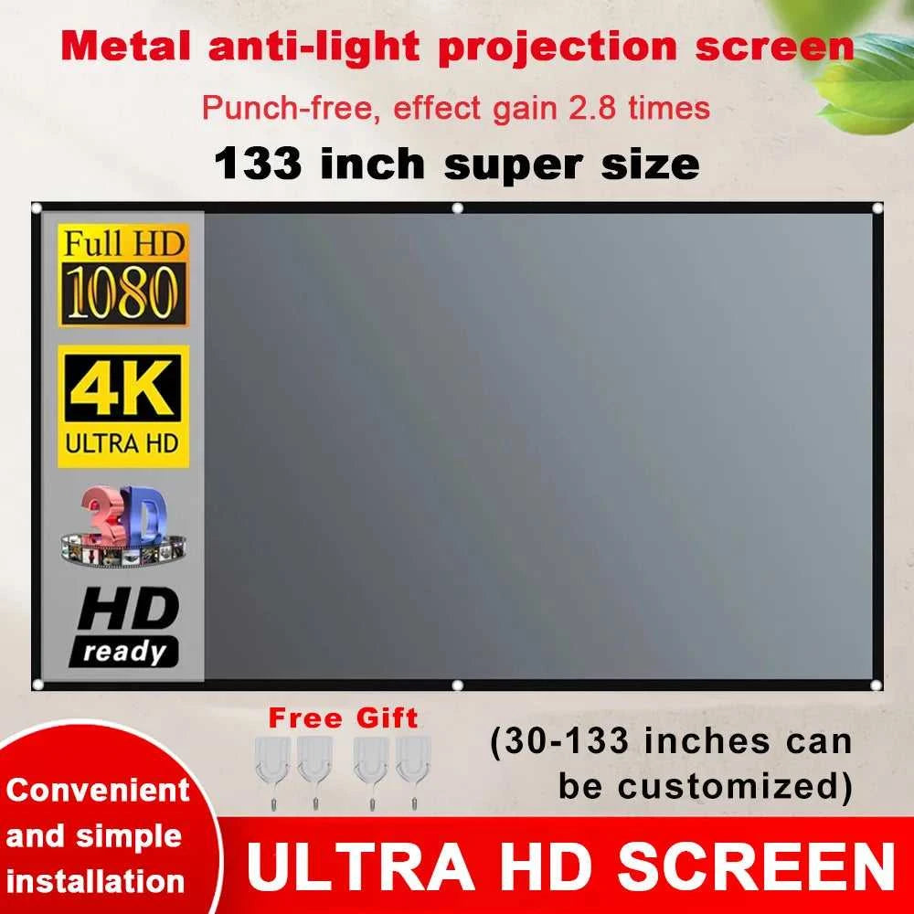 ZHNUWIE Projector Screen 16:9 Metal Anti Light Curtain Reflective Fabric Cloth For YG300 XGIMI H3 HALO Mogo Xiaomi DLP Projector The jack market .AU The jack market .AU Home $ 71 977:202689808