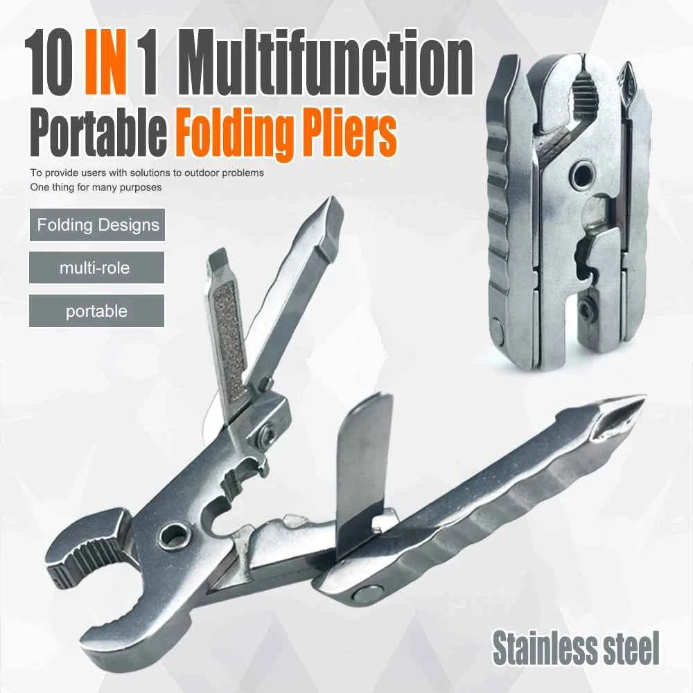 MiniPro Multi-Tool: 10-in-1 Folding Pliers & Screwdriver Kit for Outdoor Adventures