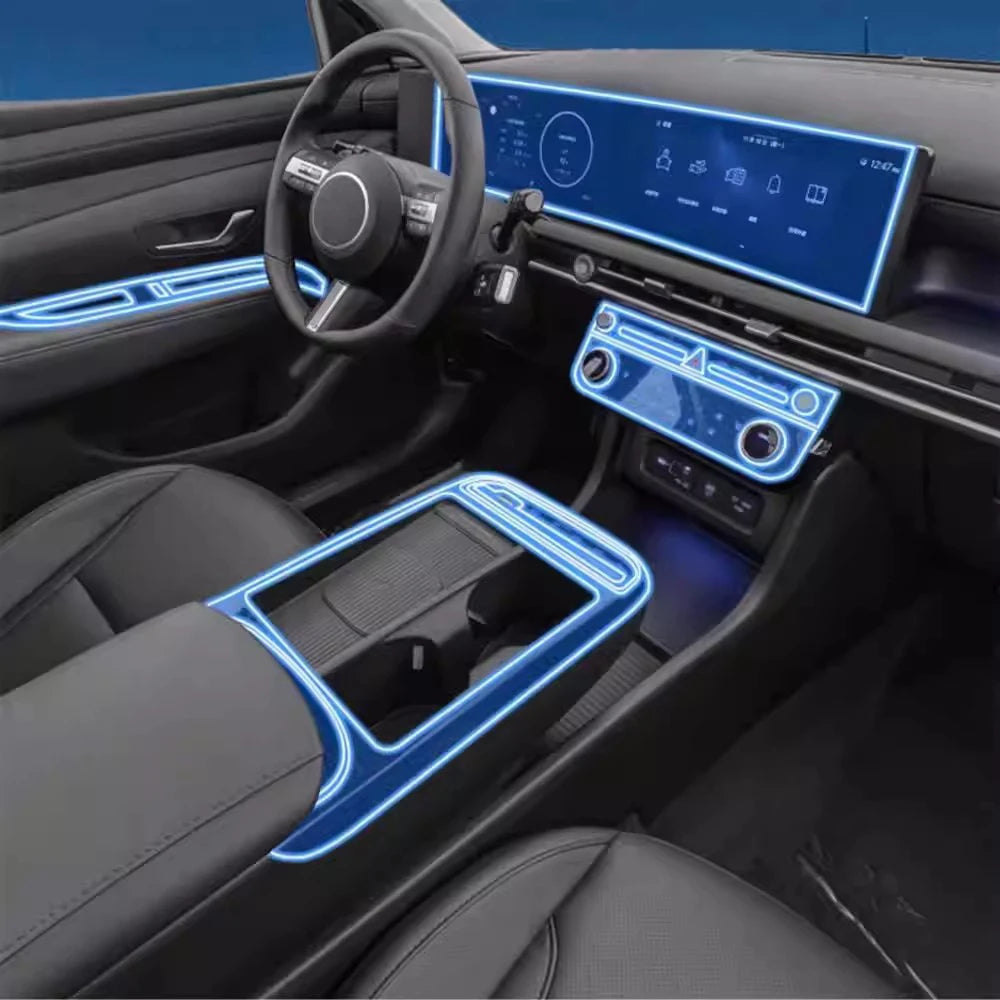 Car Interior Transparent TPU Film for Hyundai Tucson 2025 2026 Gear Panel GPS Navigation Center Console Pre-cut PPF Accessories