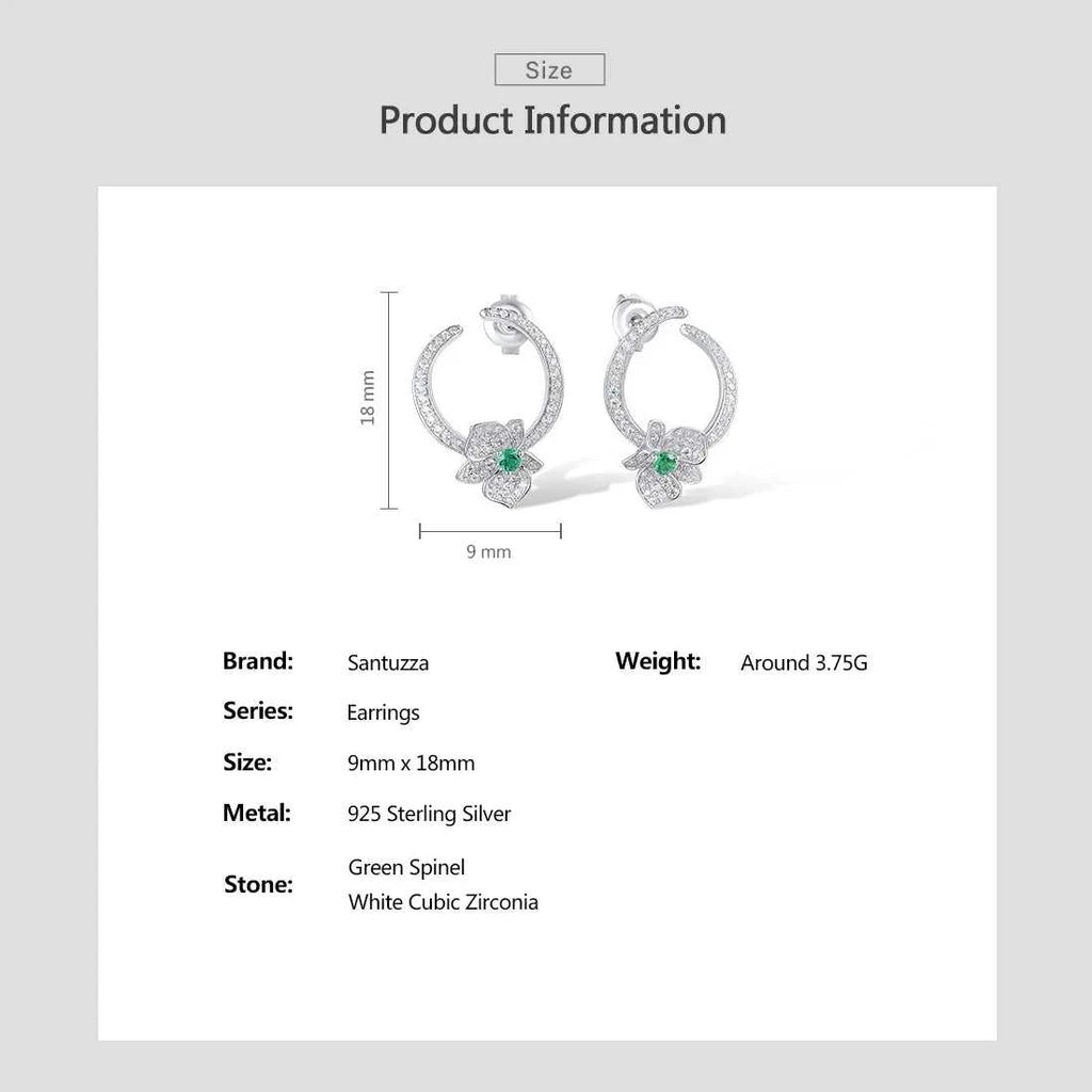 SANTUZZA Pure 925 Sterling Silver Earrings For Women Sparkling White CZ Green Spinel Orchid Flower Circled Fashion Fine Jewelry The jack market .AU The jack market .AU Jewellery & Chains $ 85 <none>