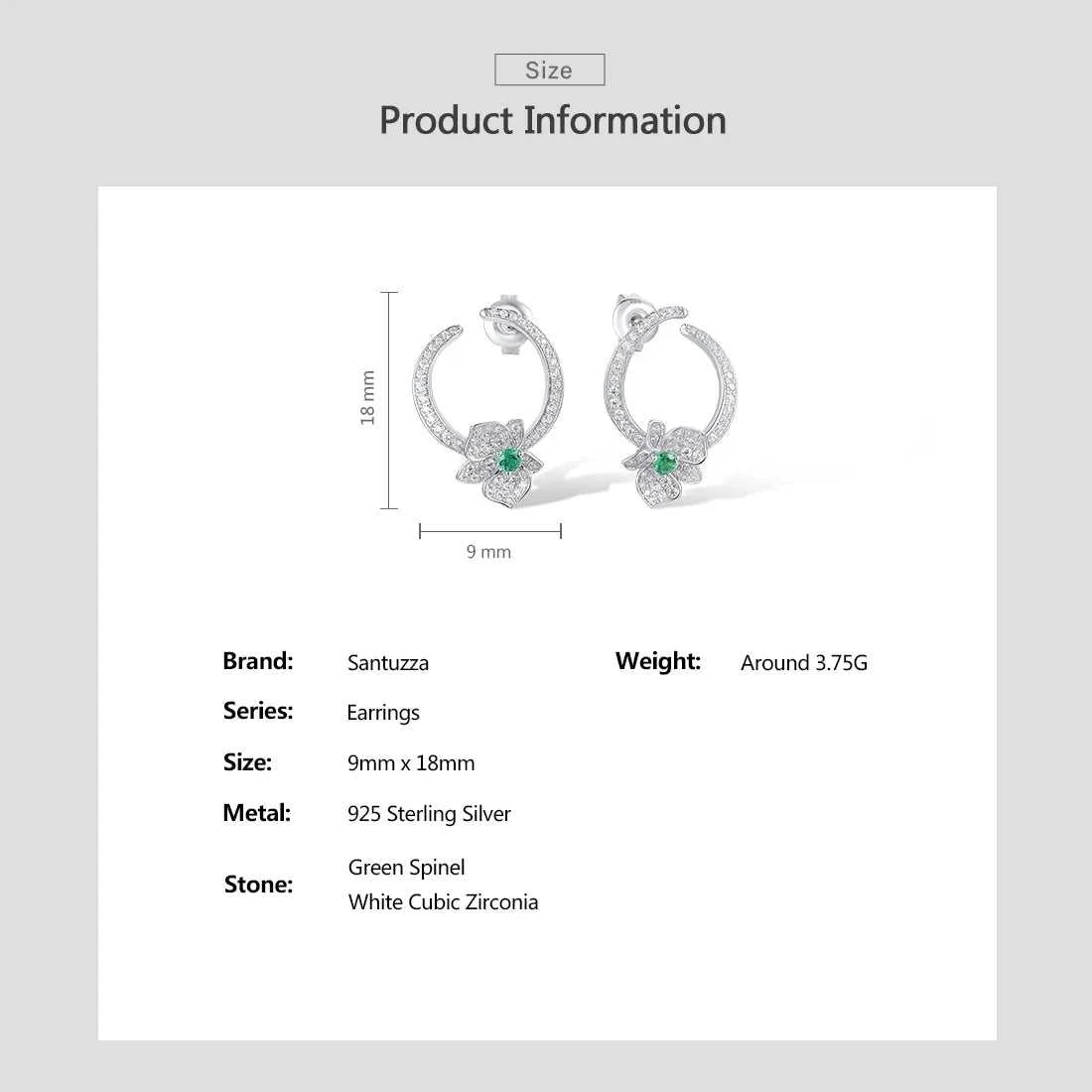 SANTUZZA Pure 925 Sterling Silver Earrings For Women Sparkling White CZ Green Spinel Orchid Flower Circled Fashion Fine Jewelry The jack market .AU The jack market .AU Jewellery & Chains $ 85 <none>