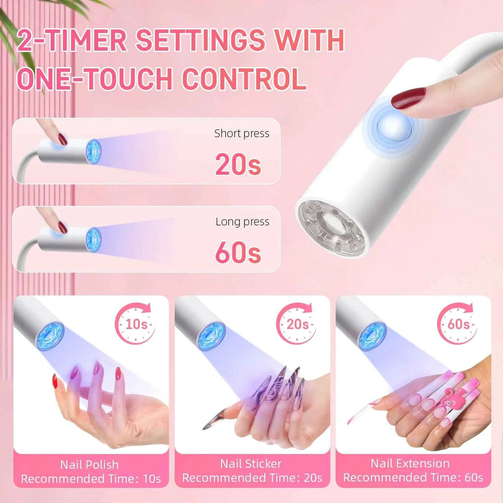 UV LED Light for Nails Polish Drying Lamp 360° Flexible Clip-on Desk Clip Mini USB Portable Nail Dryer Manicure Salon Tools