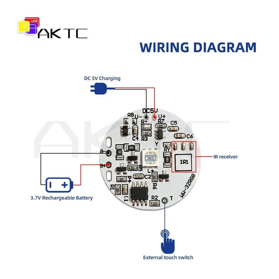 32mm Color RGB Light Board Round LED Light Source Low Voltage DC 5V Compatible Charging/Touch Switch Remote Control/3.7V Battery The jack market .AU The jack market .AU Home $ 47 14:496#RGB-Not IR-DC Kit
