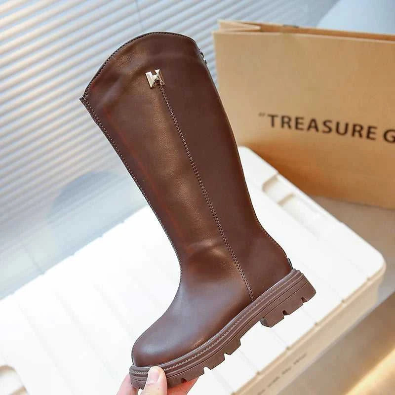 Girls Long Boots Black PU Leather Kids High Boots 2024 Autumn Winter Fashion Warm Fur Children Motorcycle Boots Simple Classic The jack market .AU The jack market .AU Mum & Kids: Essential Products for Every Family $ 50 14:193;200000124:200000333#35(insole 21.6cm)