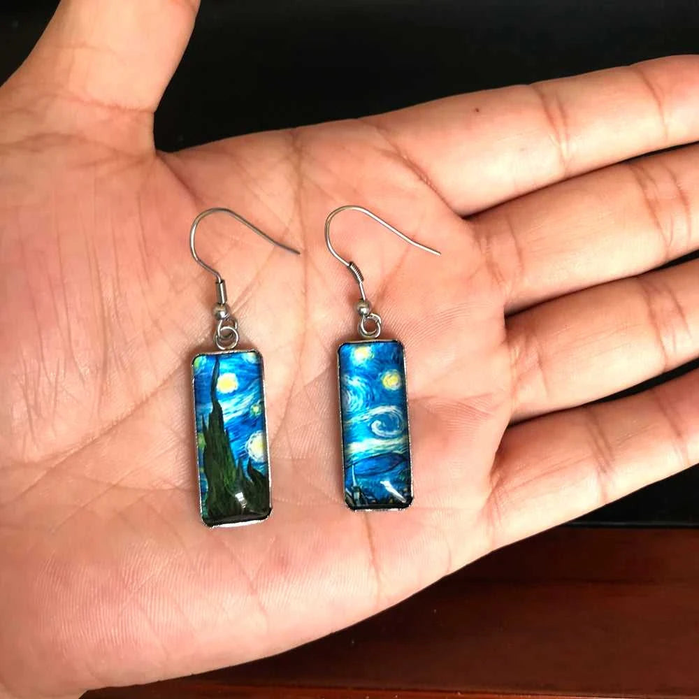 New Hot Painting Poppies Daffodil Tulip Daisy Flowers Art Pattern Square Pendants Glass Cabochon Jewelry Hook Earrings The jack market .AU The jack market .AU Jewellery & Chains $ 47 200001034:361180#1