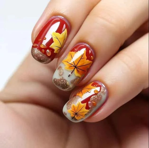 Maple Leaf Nail Stamping Plates - Stunning Autumn & Winter Leaf Designs for Unique Manicures