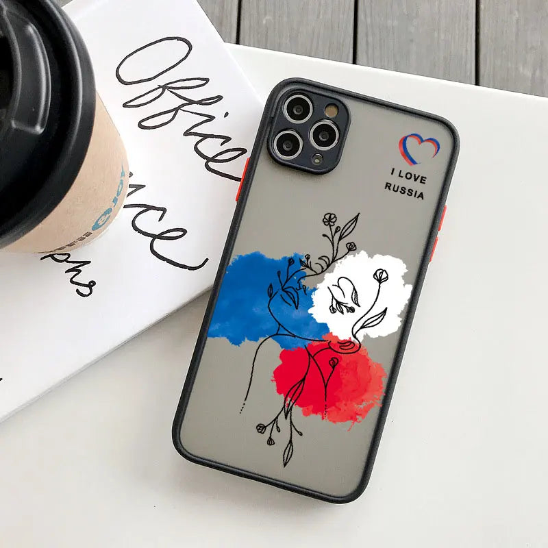 Fashion Russian Flags Emblem Phone Case for IPhone 16 15 12 11 13 14 Pro Max Mini X XR XS 7 8 Plus Russia Elements Cover Funda